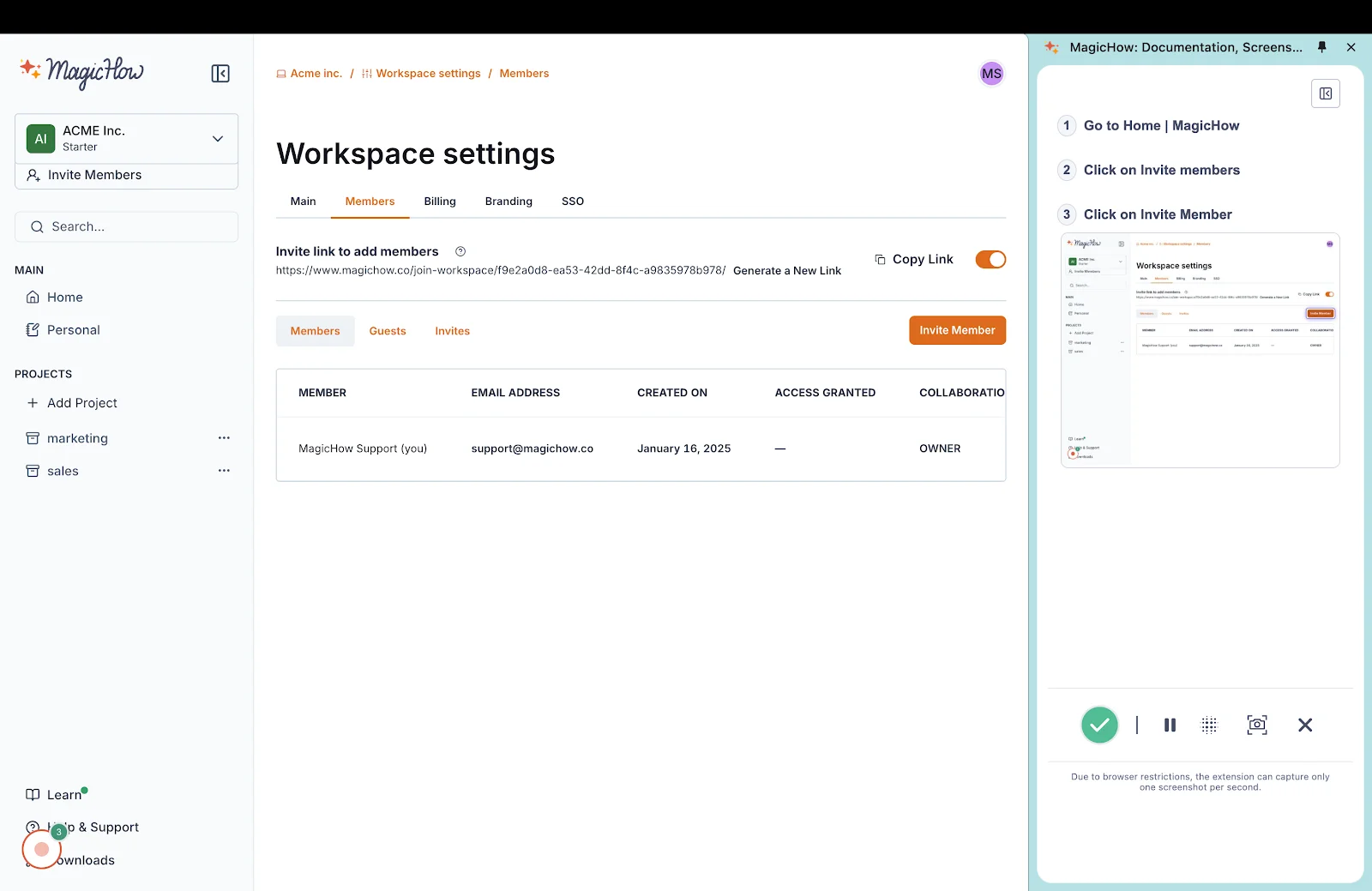 Use MagicHow to automatically capture screenshots for process documentation