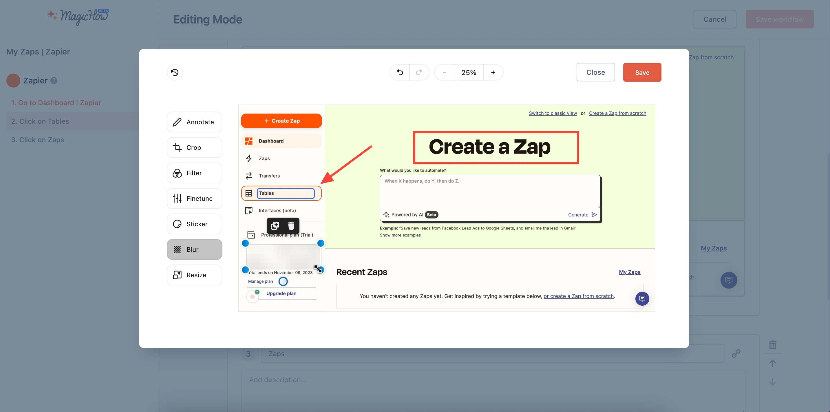 Editing and customizing a how-to guide in MagicHow step-by-step guide editor