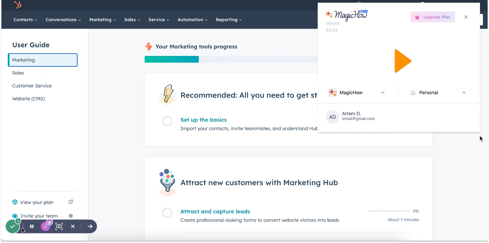 Recording step-by-step instructions to create an SOP with MagicHow