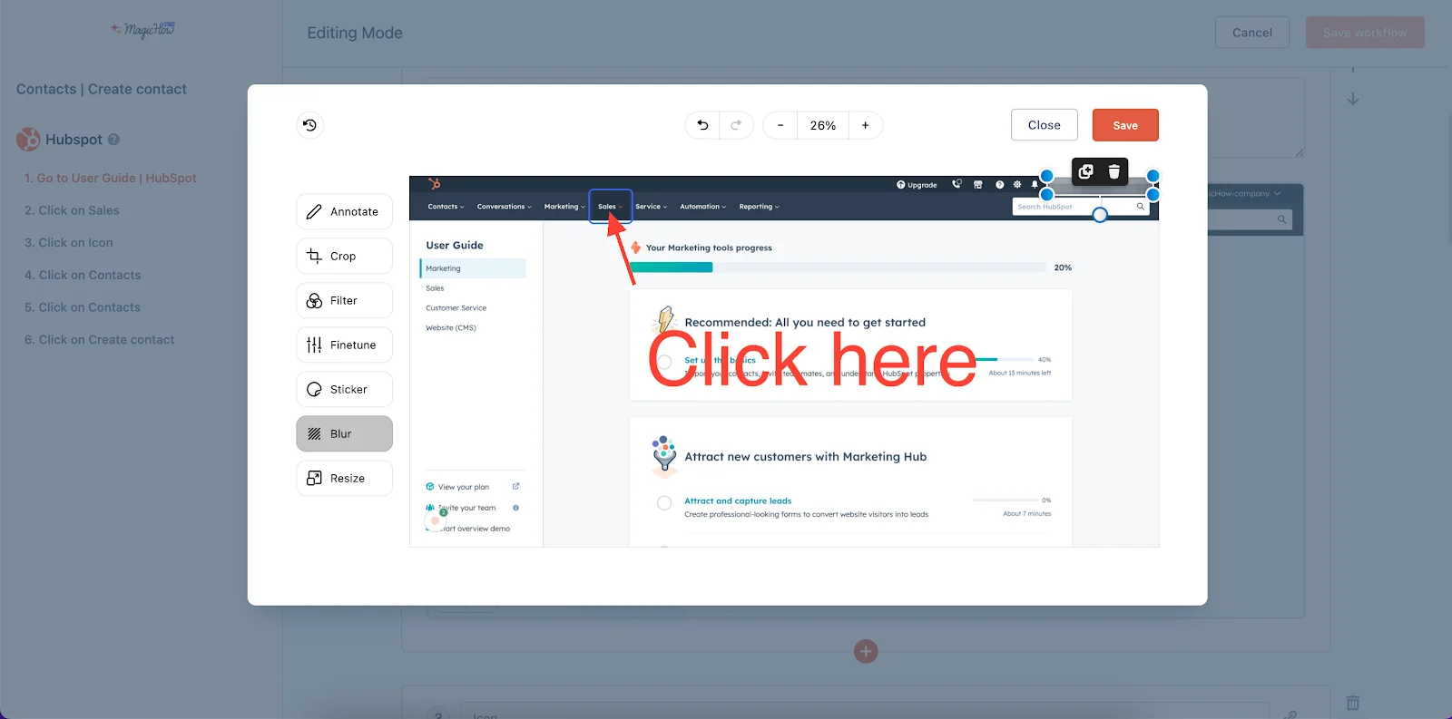 Annotating a standard operating procedure using MagicHow