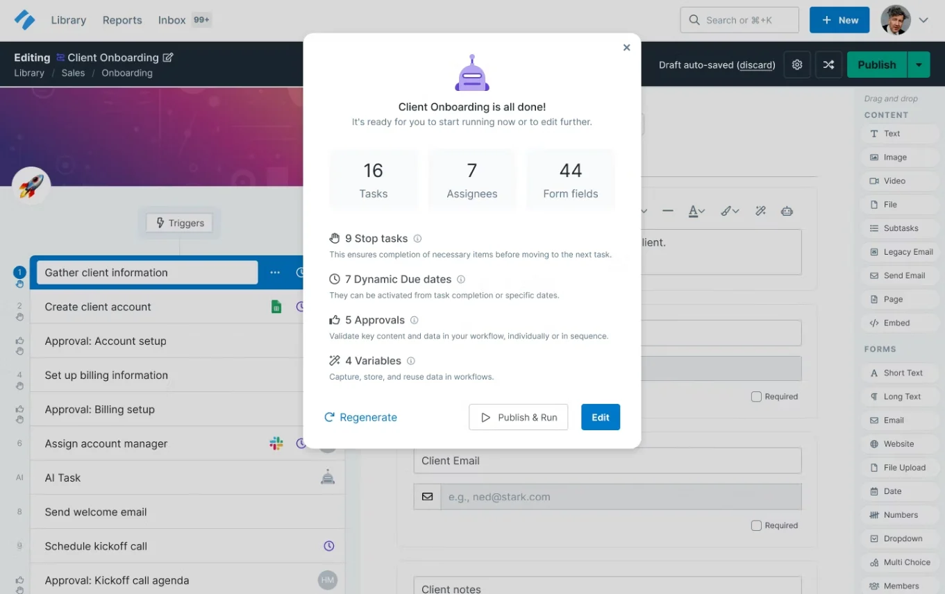 Process Street SOP program dashboard