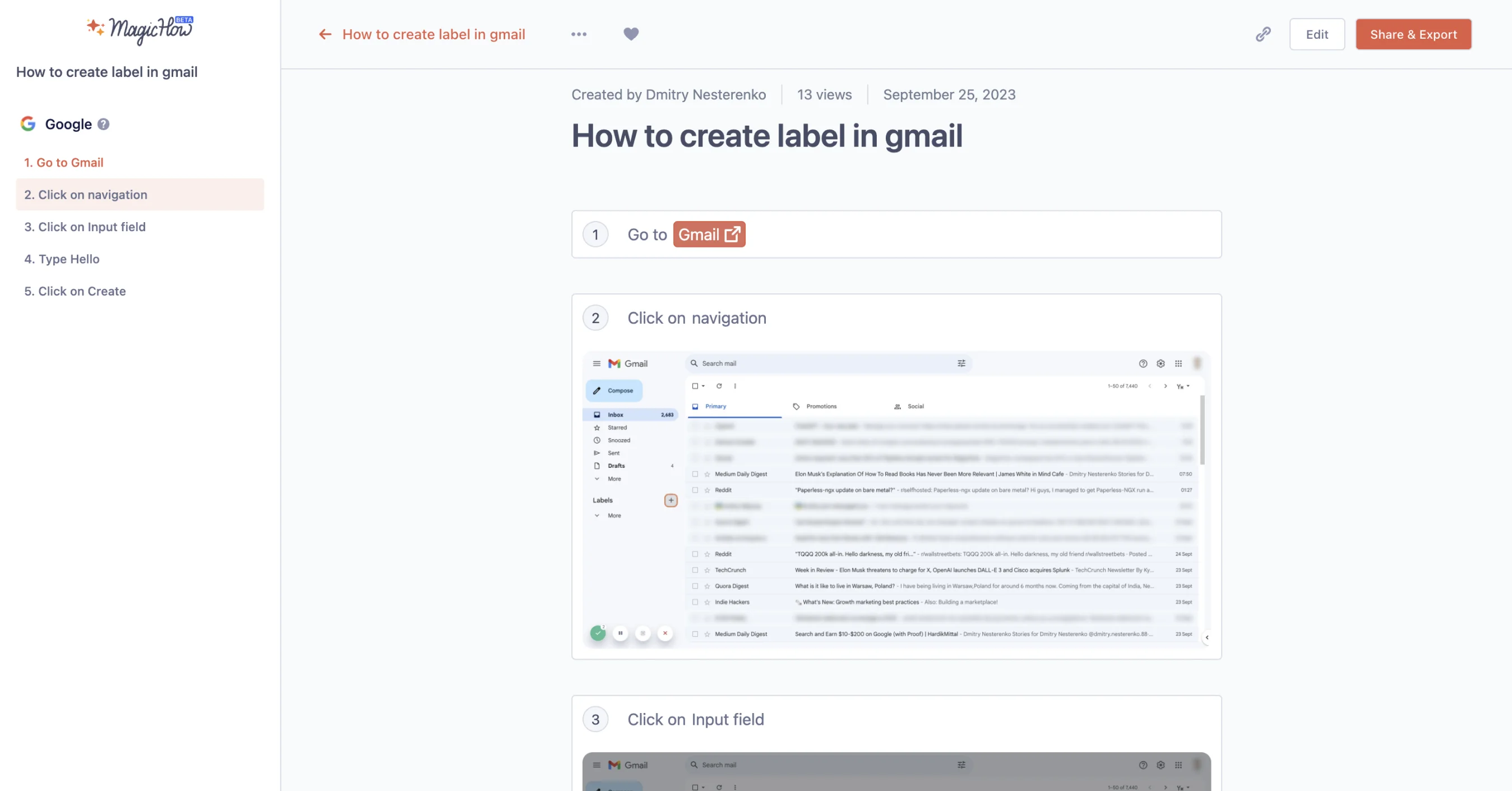 MaicHow document screen