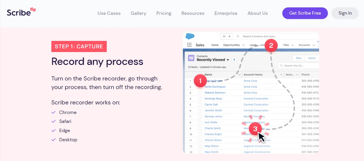 Scribe website record any process demonstration