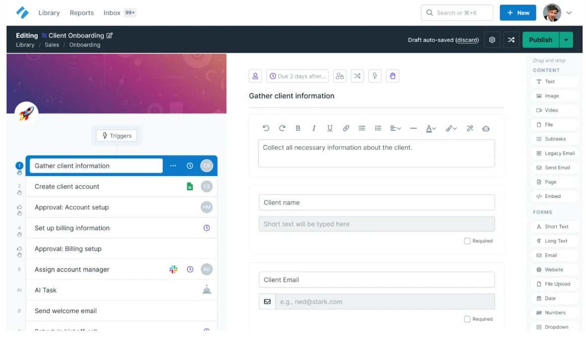 Process Street document editing process