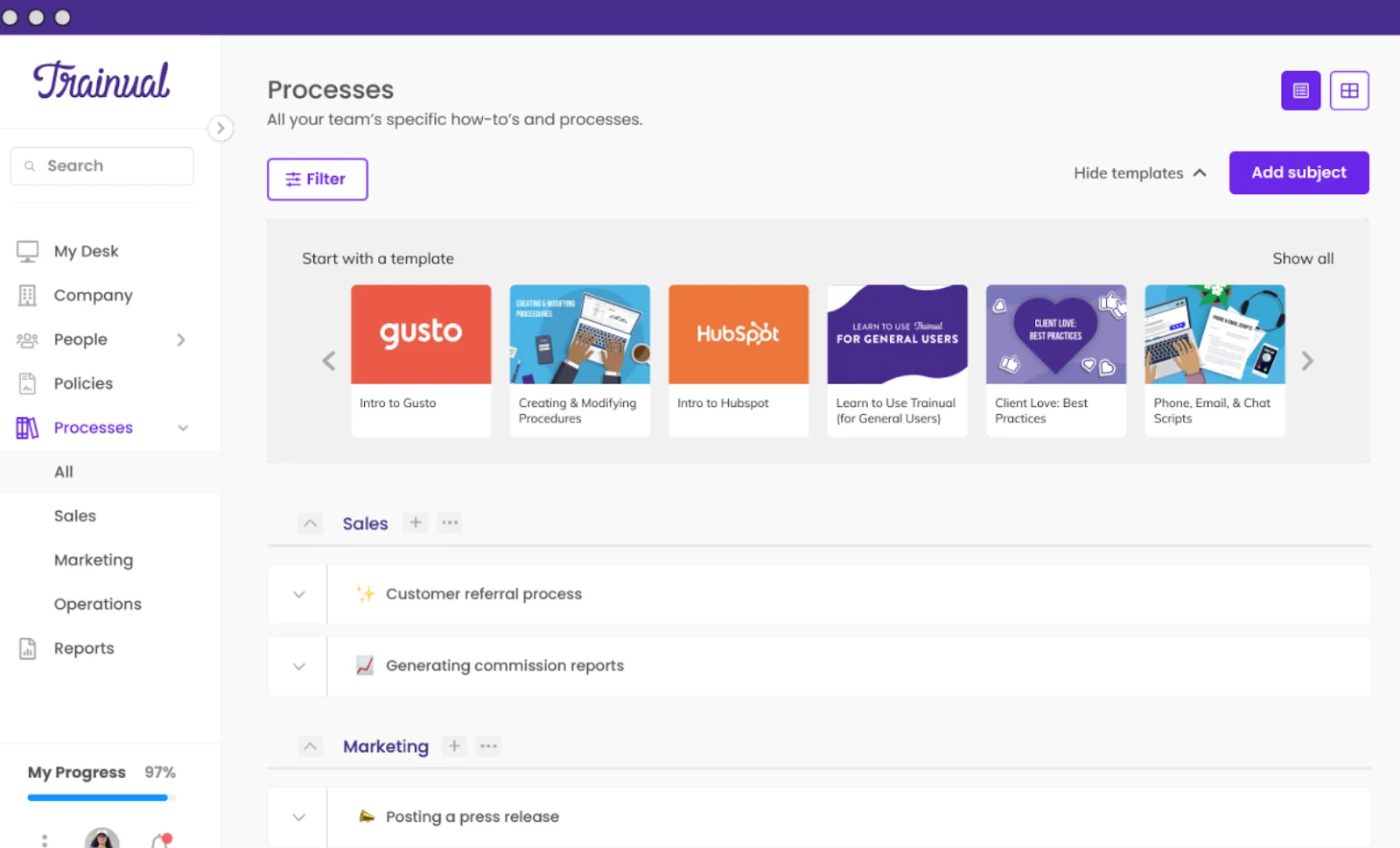 Trainual dashboard demonstration