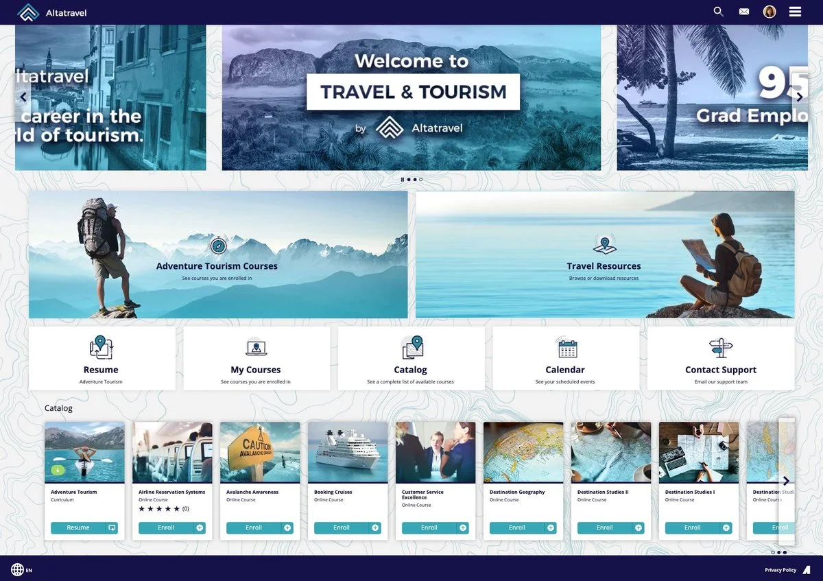 Absorb LMS demonstration with Altatravel