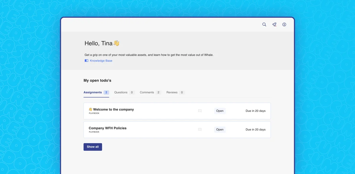 Whale assignments, questions, comments, and review demo